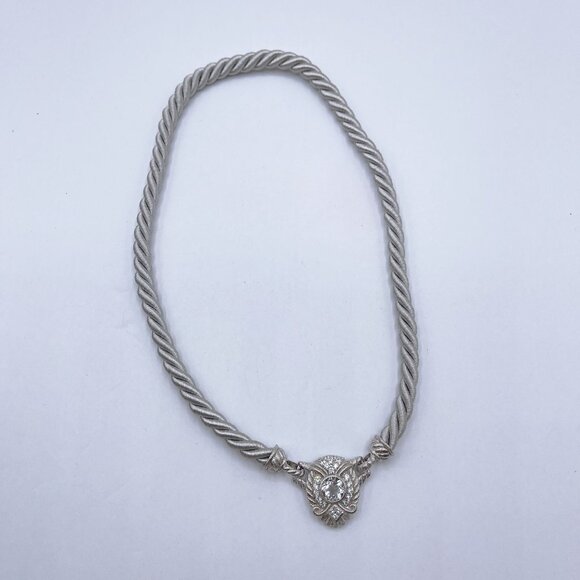 Judith Ripka 925 Sterling Silver Twisted Rope Necklace W/Convertible Cubic Zirco - Picture 2 of 6